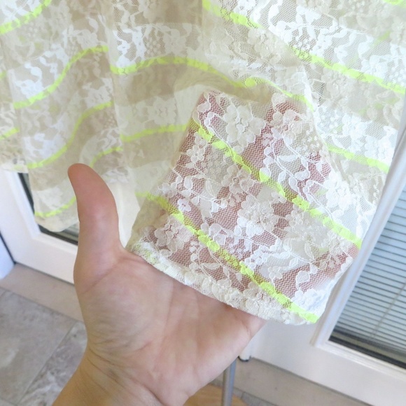 NEW-Victoria Secret White-Neon-Yellow- lace tank - Picture 6 of 7